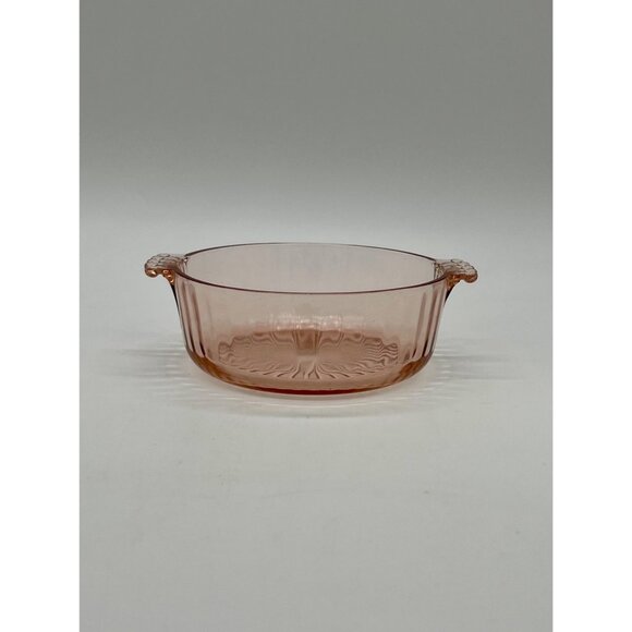 Vintage Anchor Hocking Fortune Pink Depression Glass Oval Candy Dish With Handle - Picture 3 of 7